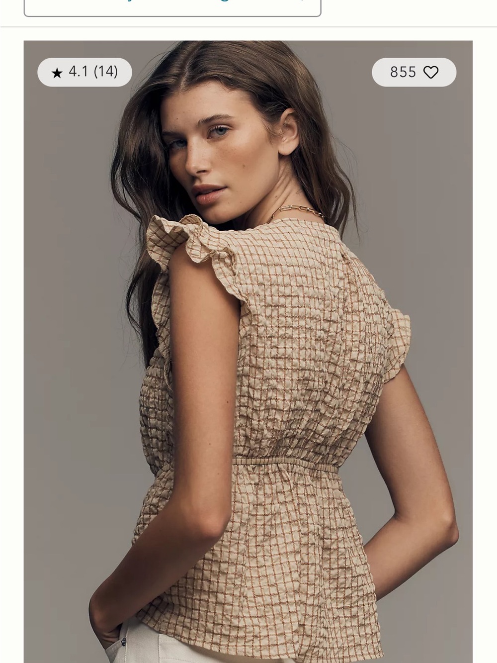 Pilcro Beige Dress with Brown Windowpane Check - Picture 6 of 6
